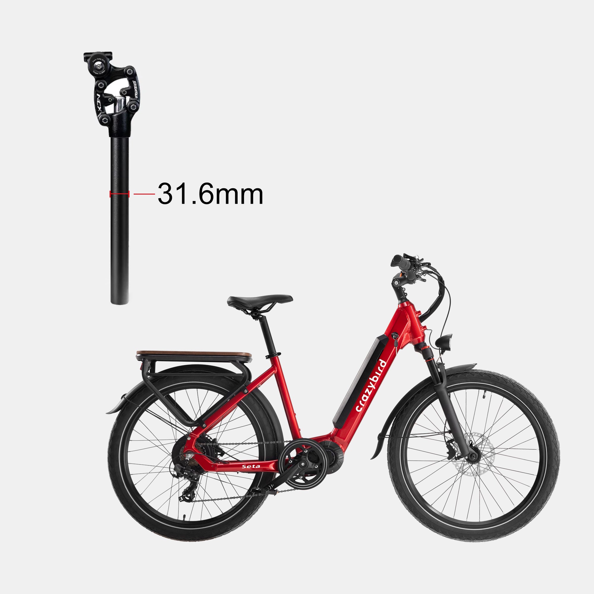 Tige De Selle Suspendue Réglable 27,2/31,6 Mm – 350mm, Alu, Charge 120kg, Carbonenmy